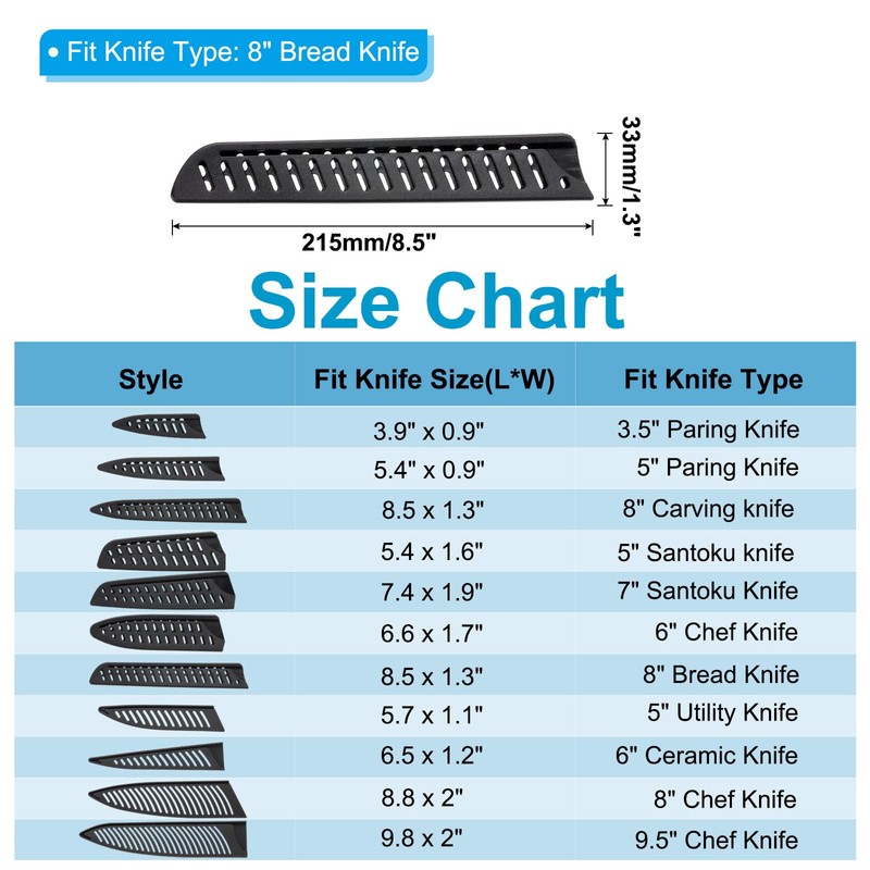 PATIKIL PP Safety Knife Cover Sleeves for 8" Bread Knife,