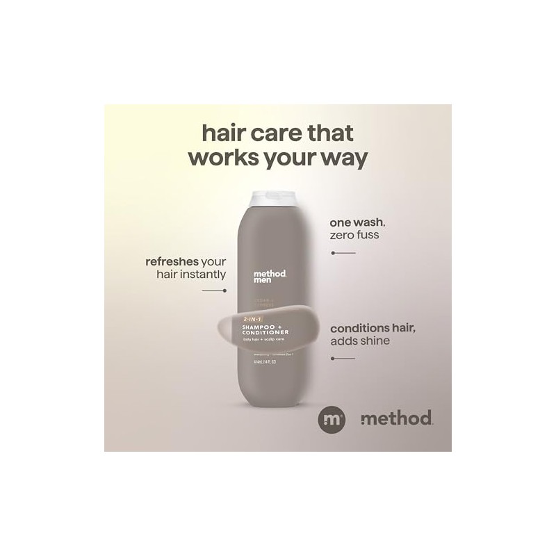 Method Men 2-in-1 Shampoo + Condtioner, Cedar + Cypress, Paraben
