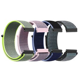 ShuYo Sport Loop Nylon Band18mm 19mm 20mm 22mm Watch Band Quick Release,Soft Fabric Nylon Adjustable Rugged Velcro Replacement Wristband Strap for Men Women（22mm 4-Pack）