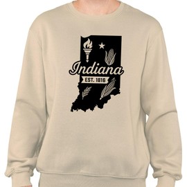 TeesAndTankYou State Shape Indiana Sweatshirt Unisex Medium Sand
