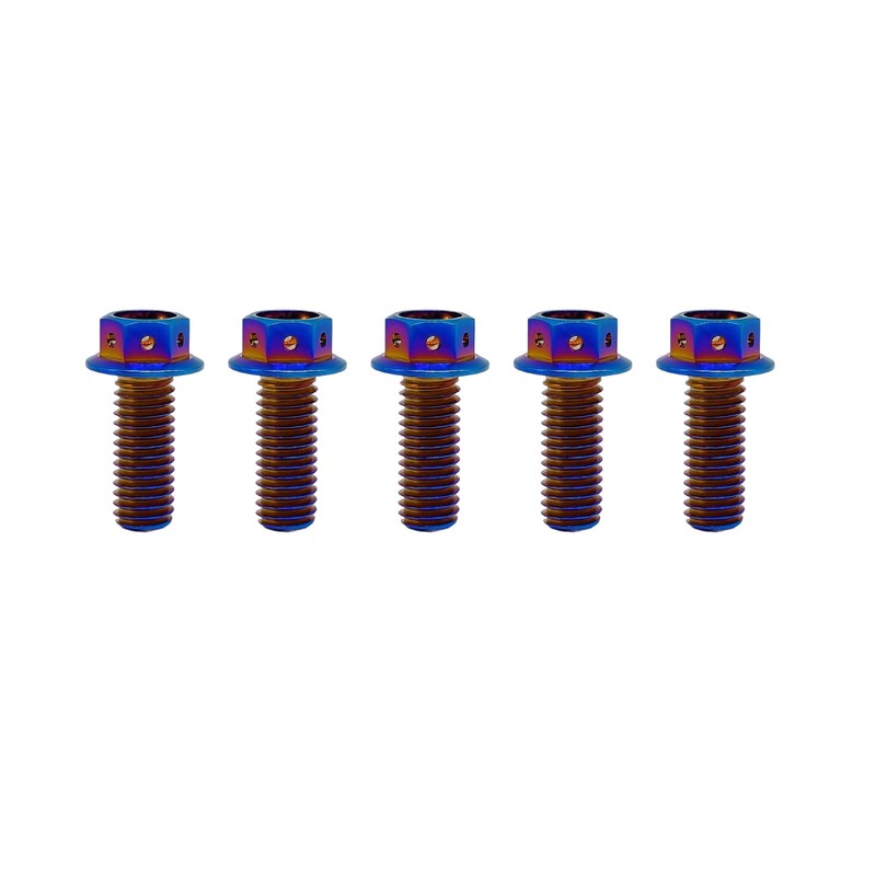 RISON Titanium Bolts Titanium Flange Hex Head Bolts Burnt Blue