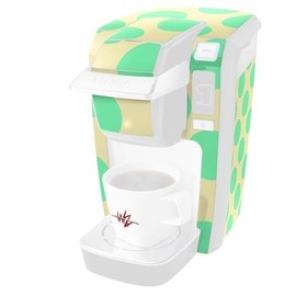 WraptorSkinz Decal Style Vinyl Skin compatible for Keurig K10 / K15 Mini Plus Coffee Makers Kearas Polka Dots Green On Cream (COFFEE MAKER NOT INCLUDED)