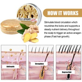 Ginger Hair Regrowth Shampoo Bar, Ginger Hair Growth Shampoo Bar, Solid Shampoo Bar, Shampoo Against Hair Loss, Promotes Healthy Hair Growth, Pack of 2