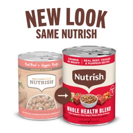 Nutrish Real Beef & Veggies Recipe Whole Health Blend Chunks in Gravy Wet Dog Food, 13 oz. Can, 12 Count, Packaging May Vary (Rachael Ray)