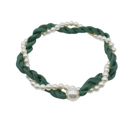 ELIRAR Women’s Magnetic Silk Necklace Scarf with Charm Floral Print Neck Polka Dots Retro Buckle(Green)