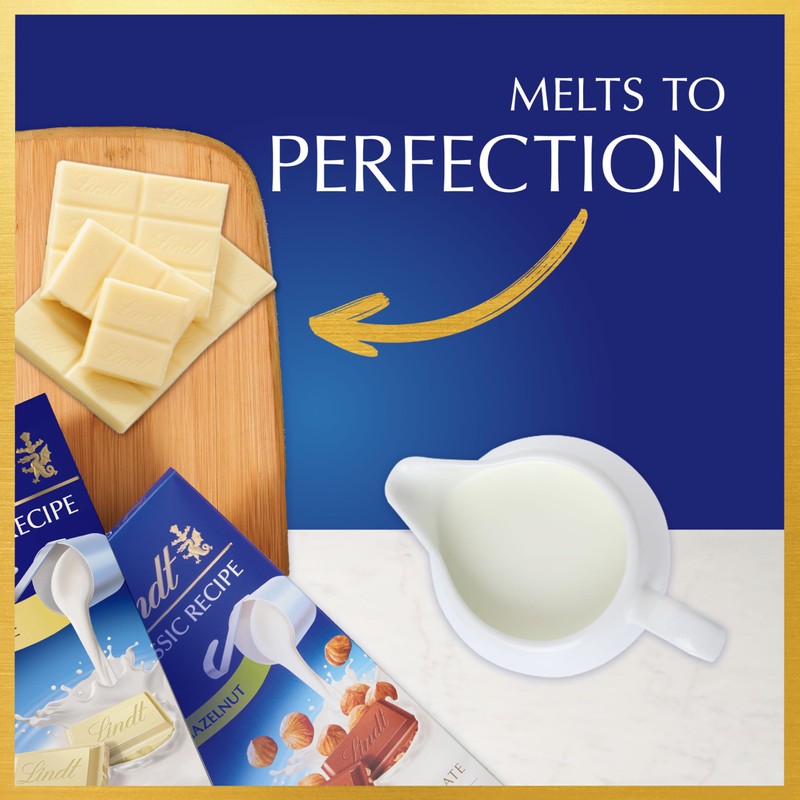 Lindt CLASSIC RECIPE White Chocolate Bar, White Chocolate Candy, 4.4