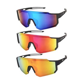 MJFENDAI Pack of 3 Sports Sunglasses, Polarised Cycling Glasses, Quick Glasses, UV400 Protection, Windproof Cycling Glasses for Men and Women for Cycling, Skiing, Rave, Mountaineering, Outdoor