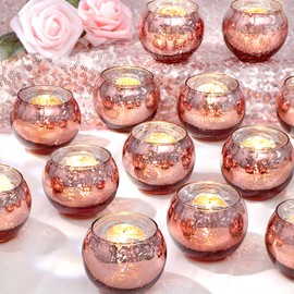LAMORGIFT 36 Pcs Rose Gold Votive Candle Holders- Rose Gold Party Decorations for Wedding, Bridal Shower Decorations, Engagement, Sweet 16 Birthday Party Table Centerpieces, Mother's Day Decoration