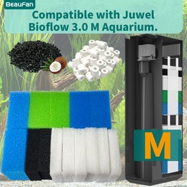 Beaufan Aquarium Filter Media Set, Suitable for Juwel Bioflow 3.0 M (2 x Blue Fine Sponge, 2 x Blue Coarse Sponge, 2 x Green Sponge, 2 x Activated Carbon Sponge, 6 x Filter Floss, 2 x Carbon Filter, 2