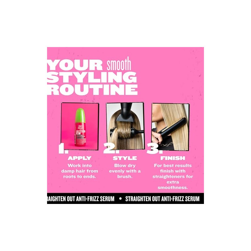 Bed Head by TIGI Straighten Out Anti-Frizz Hair Serum, Smooths,