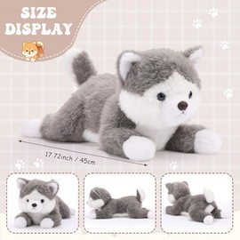 Leitee 17.72 Inch Weighted Plush Dog Stuffed Animal, Large Soft Realistic Plush Cute Dog Pillow for Boys Girls Classroom Birthday Party Favors(Gray,Husky)