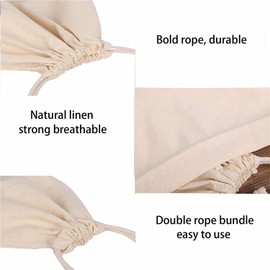 Linen breads Bags, 2 Pack Reusable Natural Unbleached Linen Breads Storage Bags Drawstring Breads Bag for Homemade Bread, Sourdough Bread, 11 x 15".