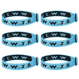 Meajjew 6PCS WWJD Bracelet Bulk, Christian Gifts Adjustable Bracelets, WWJD Jesus Bracelets Pack - What Would Jesus Do Bracelet for Men Women, 6 Blue