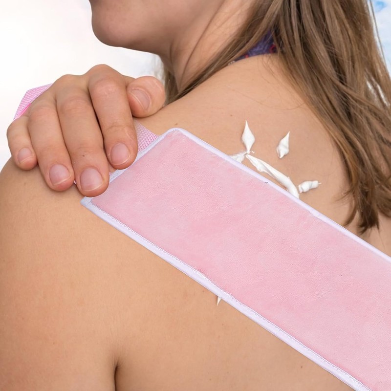 Aplicador de Loción Espalda Fibra Suave, Correa de Bronceado Rosa