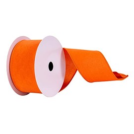 Vickerman 2.5" x 10 yd Orange Faux Suede Ribbon, Seasonal Christmas Ribbon for Gift Wrapping, Tree Decor