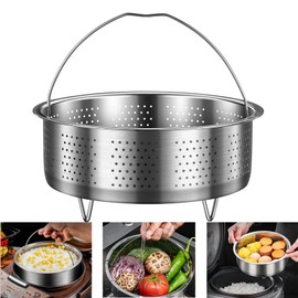 Steamer Basket Insert, Stainless Steel Steamer Insert for Pot, Steamer Insert Steamer Pot with Handle Steam Pot for Steaming Vegetables Fruits Eggs (Round 17.5 cm)