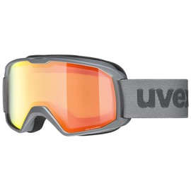 uvex elemnt FM - Ski Goggles for Men and Women - Enlarged, Anti-Fog Field of View - Draft-Free Frame Ventilation - Rhino Matt/Orange-Orange - One Size