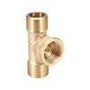 sourcing map Brass Tee Pipe Fitting G1/2 Male x G1/2