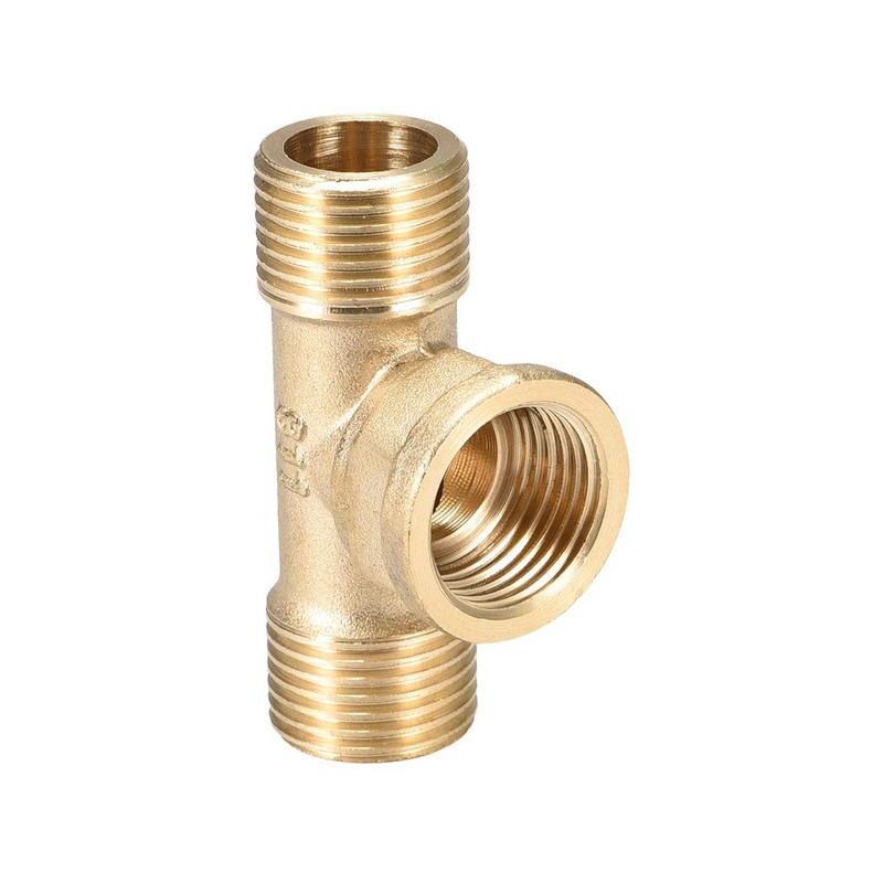 sourcing map Brass Tee Pipe Fitting G1/2 Male x G1/2