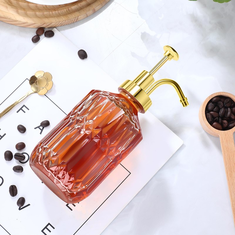 TIWPAJS Glass Coffee Syrup Dispenser 13.5oz, Syrup Bottles with Luxurious