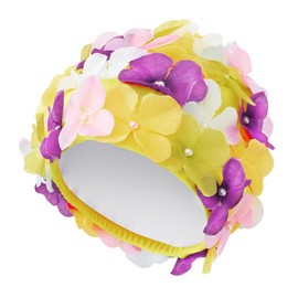 Floral Petal Ladies Bathing Swim Cap Women Retro Swim Hat for Long/Short Hair