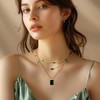 Frigotine 3PCS Gold Emerald Pendent Choker Layered Necklace for Woman,