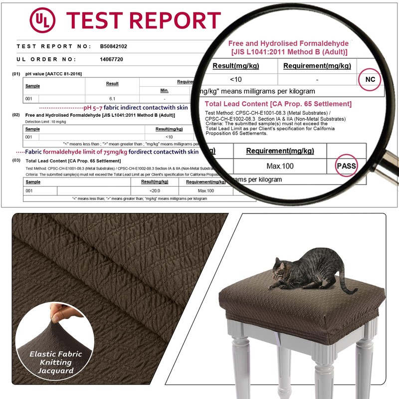 BUYUE 4 pcs Vanity Stool Bench Covers, Luxury Crease-Resistant Jacquard
