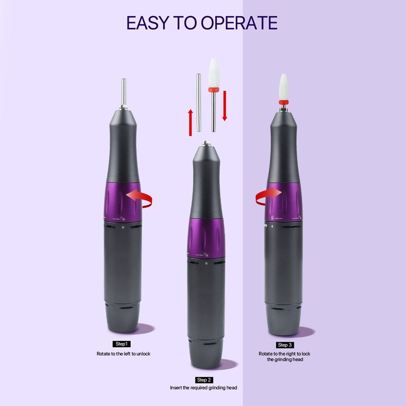 30000rpm Electric Manicure Drill Handle Adjustable Portable Nail Drill Pen