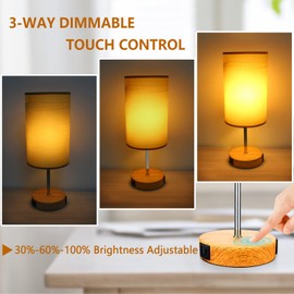【L Size】3-Way Dimmable Table Lamp Touch Control, Large LED Desk Light with USB A+C Charging Ports & AC Outlet, Nightstand Bedside Lamp for Bedroom Living Room Office, 800lm Bright E26 Bulb Included