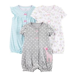 Simple Joys by Carter's Baby 3-pack Snap-up Rompers, blue swan/white floral/grey dot, 3-6 months