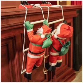 BECOND Climbing Ladder Santa Claus Doll Christmas Prop Wall Tree Decoration Objet, 2-Tier Santa