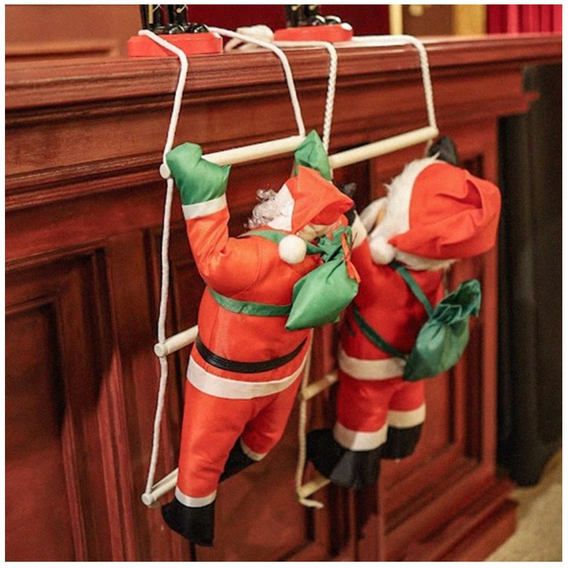 BECOND Climbing Ladder Santa Claus Doll Christmas Prop Wall Tree