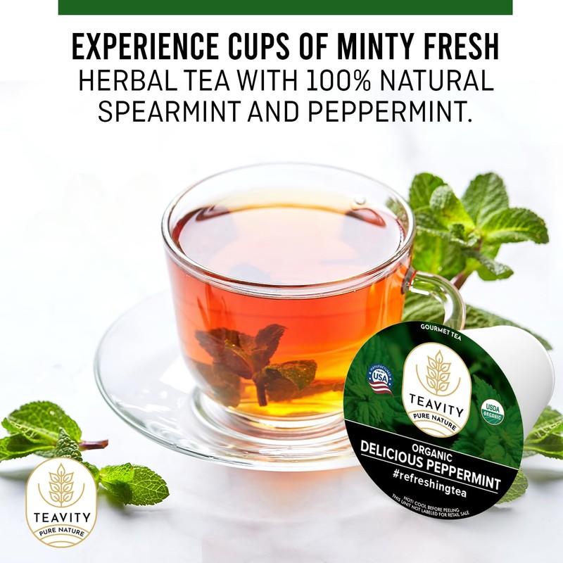 Organic Peppermint Tea Pods for Keurig - Decaf Tea by