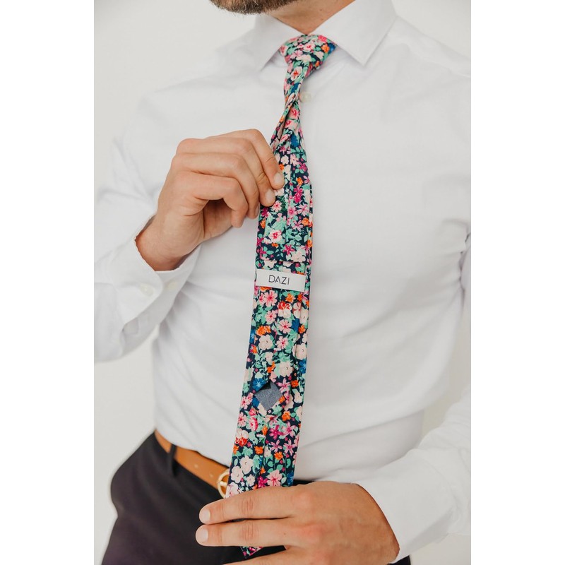 DAZI - Corbata de algodón con estampado floral para hombre,