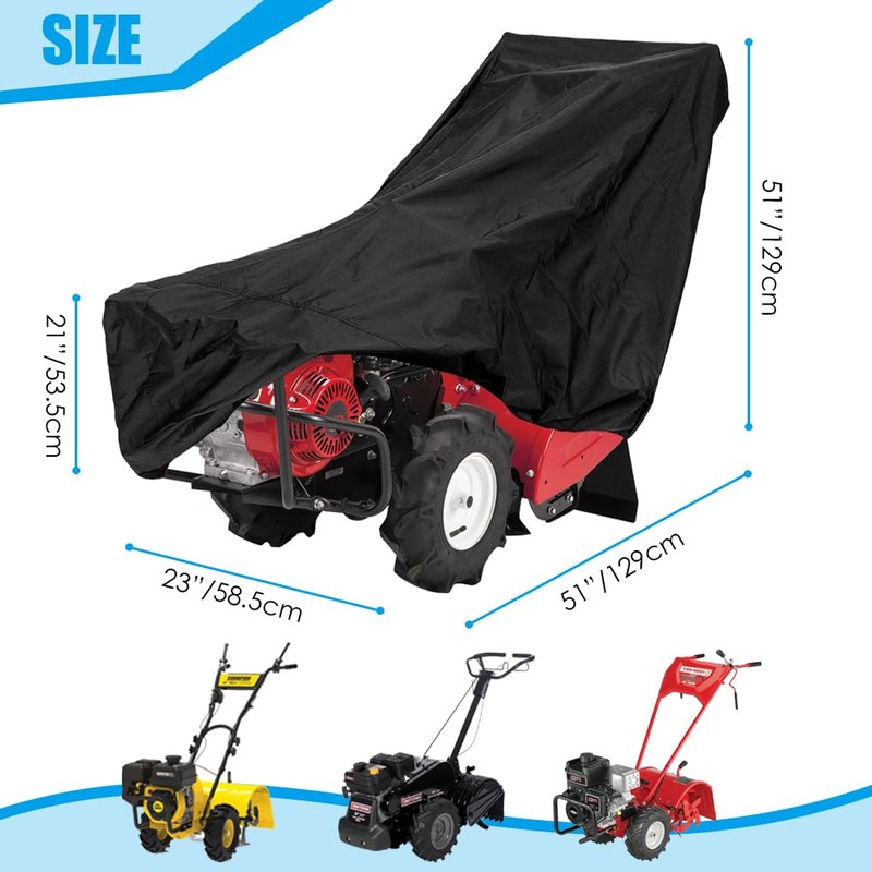 COOSOO Gas Rototiller Cover 420D Oxford Heavy Duty Waterproof Rear