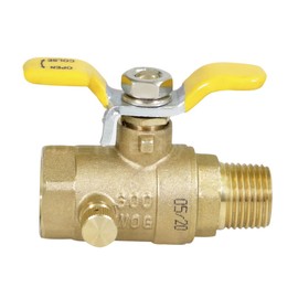 Midline Valve 3349 Expansion Tank Isolator Relief Valve, with Drain, with T-handle, 1/2 in. FIP x MIP, Brass