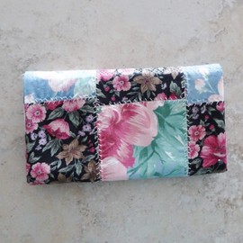 Travel Jewelry Organizer - Cottage Patchwork Fabric Jewelry Case - Clear Pocket Travel Jewelry Wallet - Travel Gift