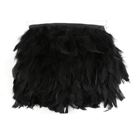 Yalulu 2 Metres Feather Fringe Trim Belt Feather Trim Band Feather Trim Feather Fringe Sewing Costume Decoration (Black)