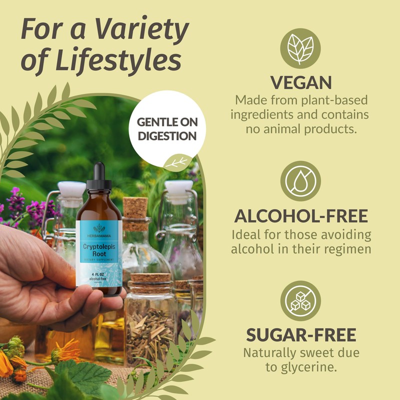 HERBAMAMA Cryptolepis Tincture - Vegan Cryptolepis Sanguinolenta Immune Support Supplement