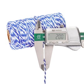 jijAcraft 100 m Navy Blue and White Cotton Cord, 2 mm Baker Twine, Craft Cord, Decorative Cord, Perfect for DIY, Crafts, Gift Packaging, Christmas Decoration