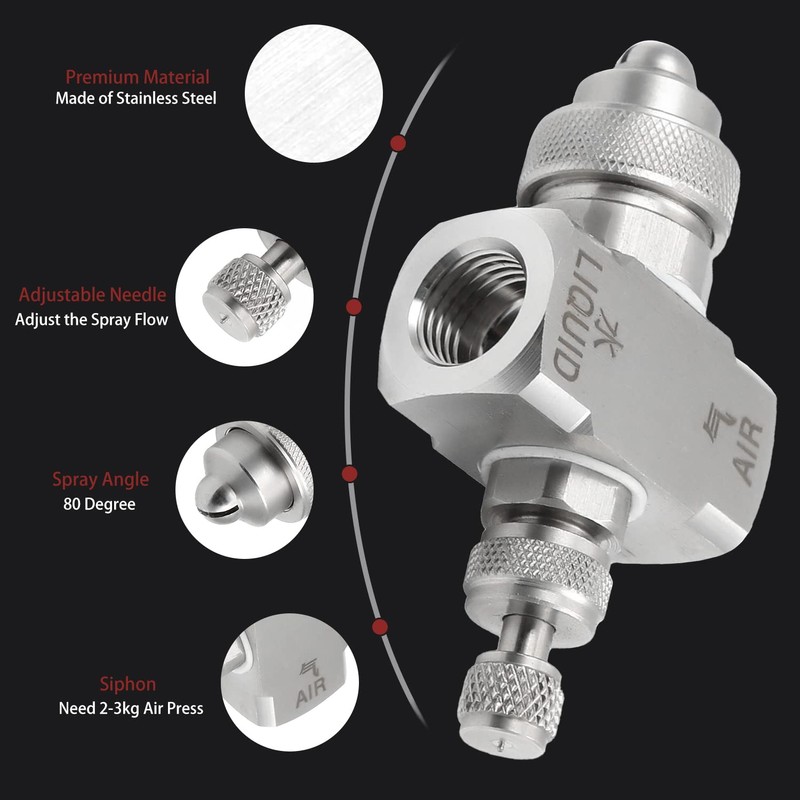 MroMax 1/4BSPT Female Thread Air Atomizing Nozzle 304 Stainless Steel