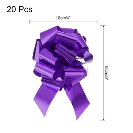 MECCANIXITY 20pcs 4 Inch Metallic Large Big Pull Bow Gift Wrapping Bows Ribbon for Wedding Car Baskets Presents Christmas Bow, Purple