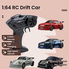 1:64 RC Drift Car, 1 Box Mini Drift RC Car, 2.4g Remote Control Sports Car, RC Racing Drift Car with Lights, Hobbies Ideas, Driving Toy, RC Cars for Adults, Home Decor:_White_1 box