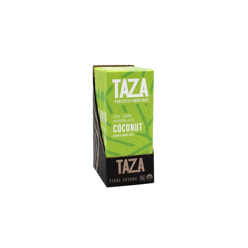 Taza Chocolate Organic Amaze Bar 70% Stone Ground, Coconut, 2.5