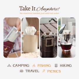 Blu Ore Premium Vietnamese Coffee - Single Serve Pour Over (8 Pack) - 100% Arabica Drip Bag Coffee, Eco-Friendly Filter, Travel Friendly, No Preservatives - (8 pack, Medium Roast)