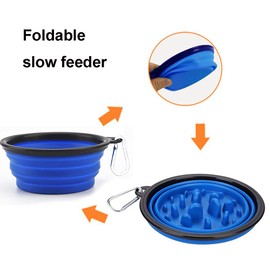 Slow Feeder Dog Bowl Slow Eating Dog Bowl Pet Bloat Stop Puzzle Cat Bowl Interactive Feeder Foldable Travel Feeder for Large Medium Small Dogs Indoor Outdoor Camping Hiking