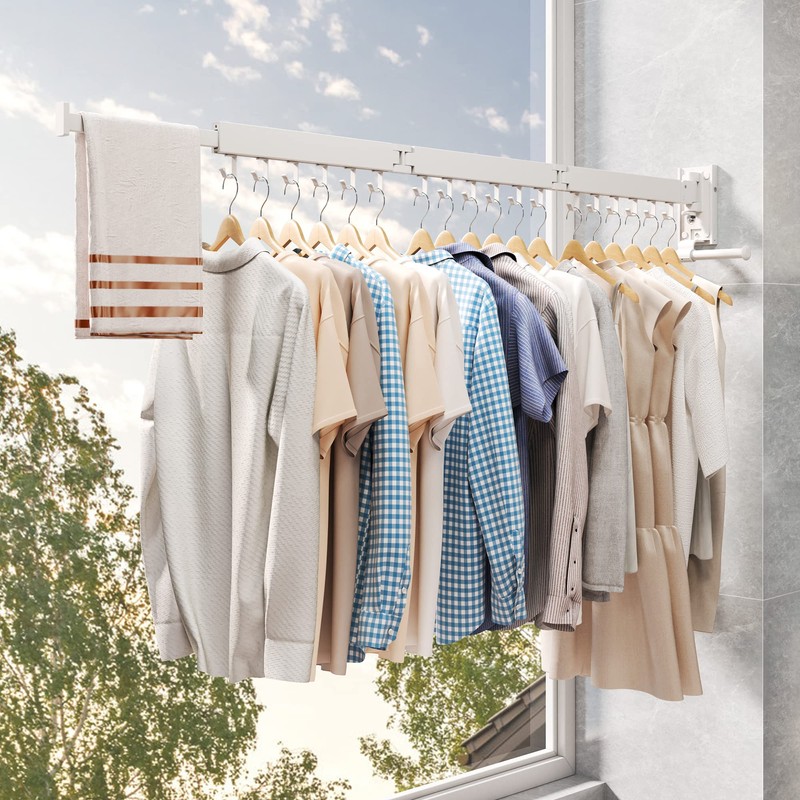 LIENAHU Drying Rack, Wall Mounted Clothes Rack, Aluminum, 220lbs Capacity,