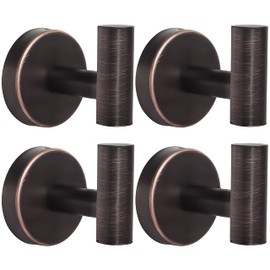 Robe Towel Hooks Coat Hook Bathroom Wall Hook Stainless Steel Heavy Duty Door Hanger Clothes Cabinet Closet Sponges Hook for Bathroom Bedroom Kitchen Hotel Pool 4 Packs (Oil Rubbed Bronze)