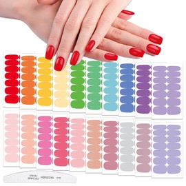 WOKOTO 20 Sheets Solid Nail Polish Strips Full Nail Wraps for Women Girls Solid Nail Stickers Nail Art Wraps VividNail Color Strips for Women Nails Polish Stickers Gel Nail Stickers Strips for Nails