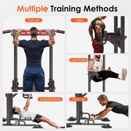 SogesGmae Power Tower Pull Up Rack Dip Station ,10 Adjustable Height Dip Stand Strength Training Free Standing Pull Up Bar for Home Gym Workout,Multi-Functional ,Capacity 500lbs ,Black